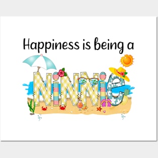 Happiness Is Being A Ninnie Summer Beach Happy Mother's Posters and Art